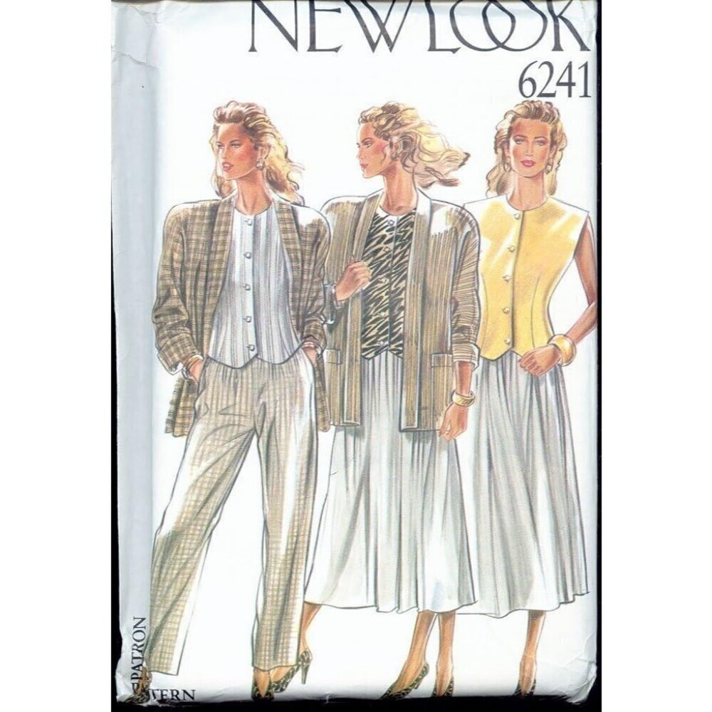 New Look Sewing Pattern 6241 Jacket Skirt Pants Waistcoat‎ Vest Miss Size 8-18